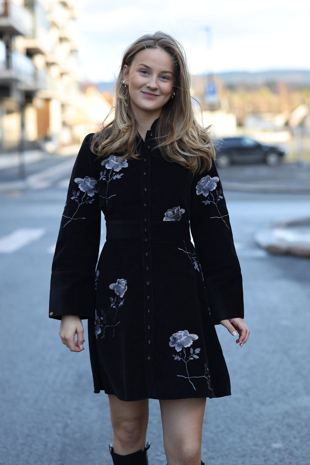 Cord Mini Dress - Black