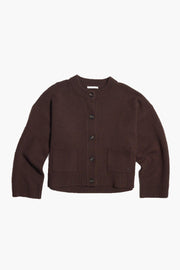 W Wool Wide Cardigan - Dk. Brown