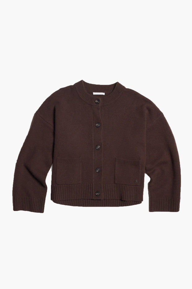 W Wool Wide Cardigan - Dk. Brown