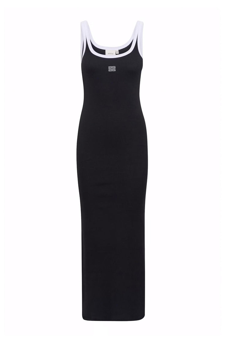 GZDrew Contrast Logo Dress - Black