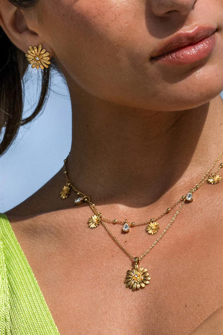 Daisy Multi Necklace - Crystal