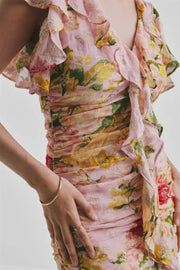 Georgette Rouchin Dress - Blush Flowers