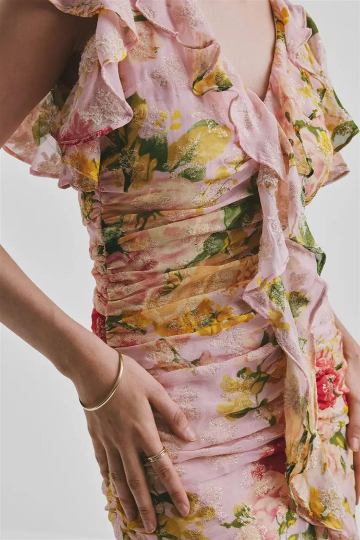 Georgette Rouchin Dress - Blush Flowers