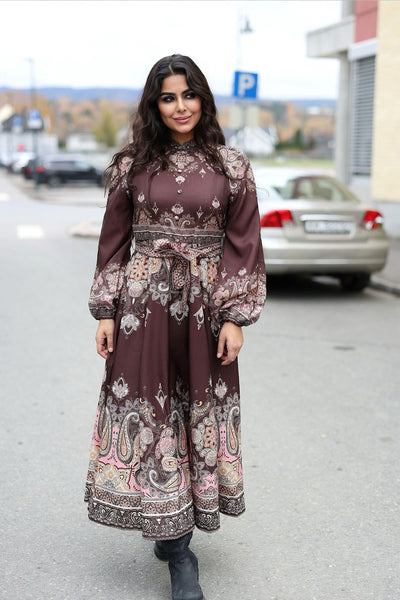 Embroidery Fall Dress - Choco