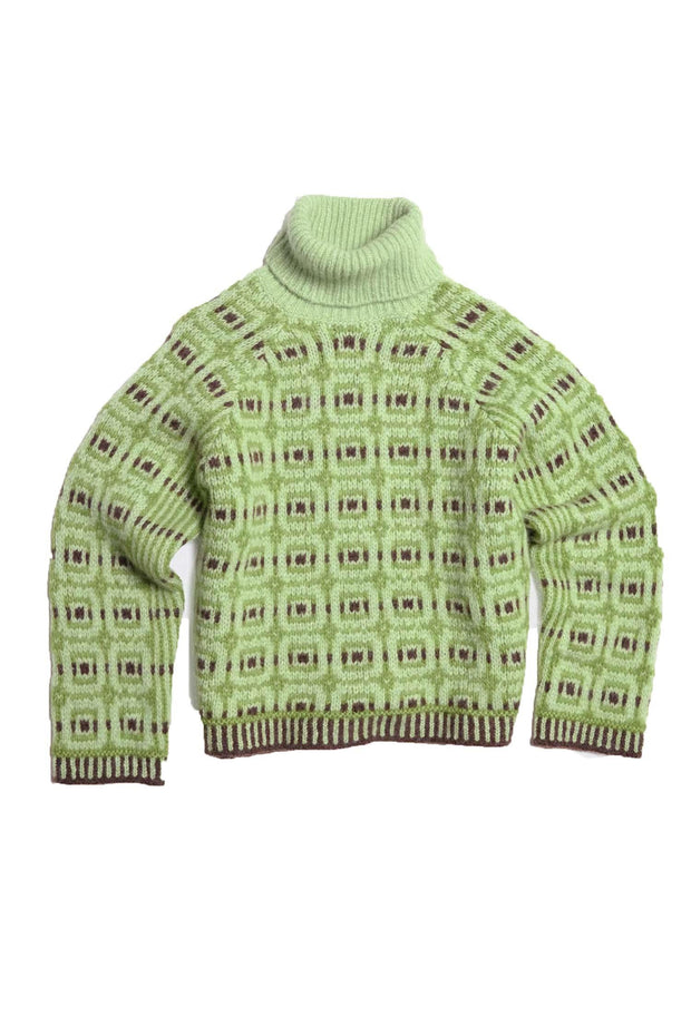 Norwegian Wool Turtleneck - Green Mix