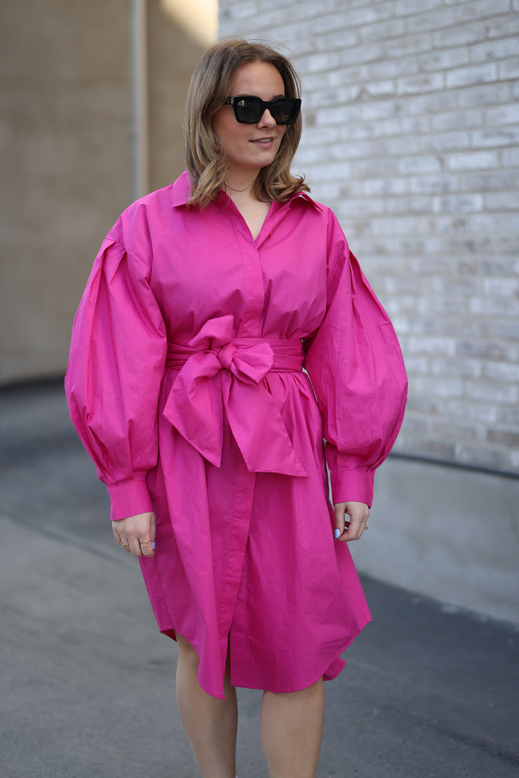 Boxy Shirt Dress - Hot Pink