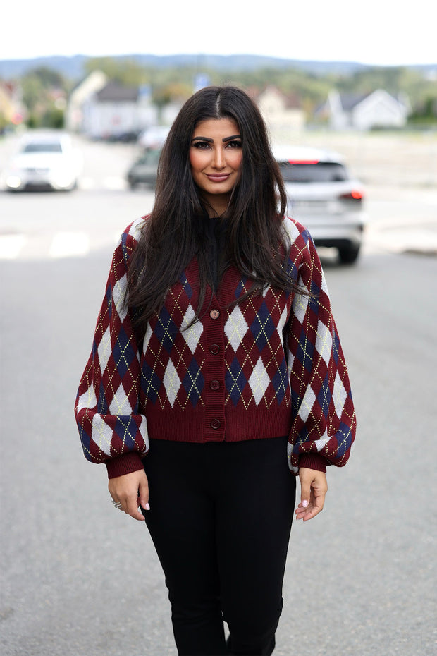 RowCC Check Cardigan - Winered