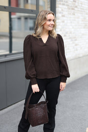 ShinaCC V-Blouse - Brown