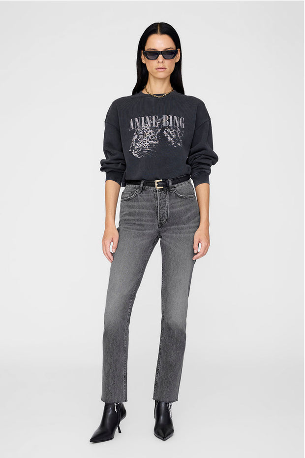 Spencer Sweatshirt Leopard - Washed Black