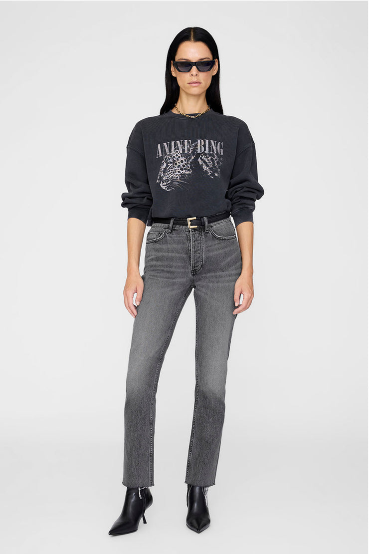 Spencer Sweatshirt Leopard - Washed Black