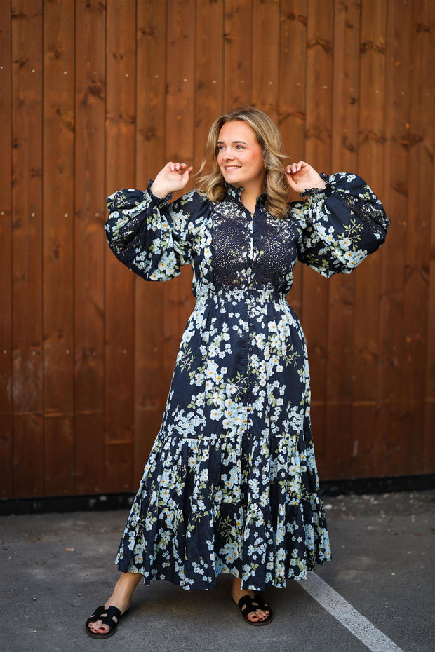 Cotton Slub Midi Dress - Cherry Blossom