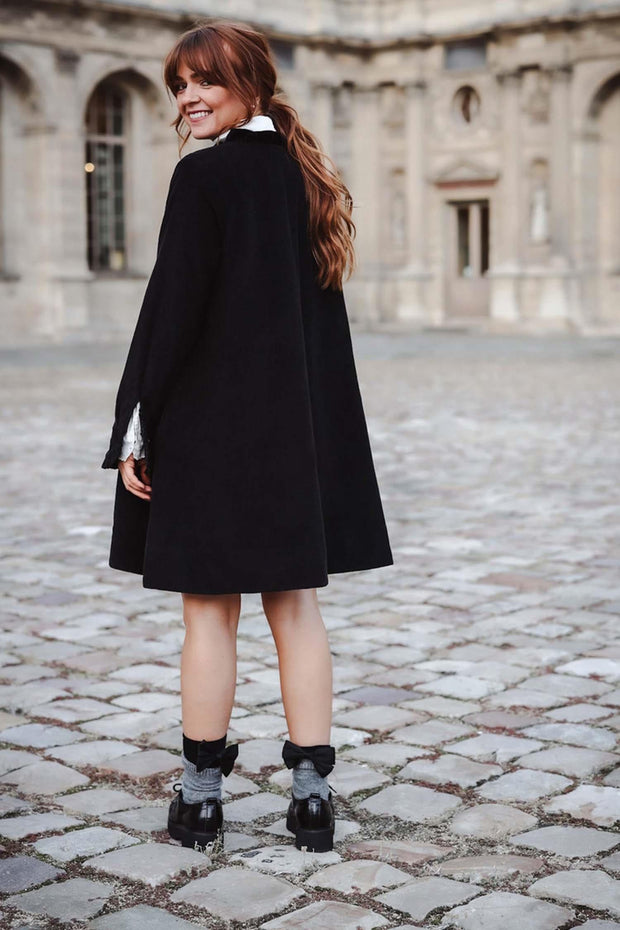 Cord Coat Dress - Black