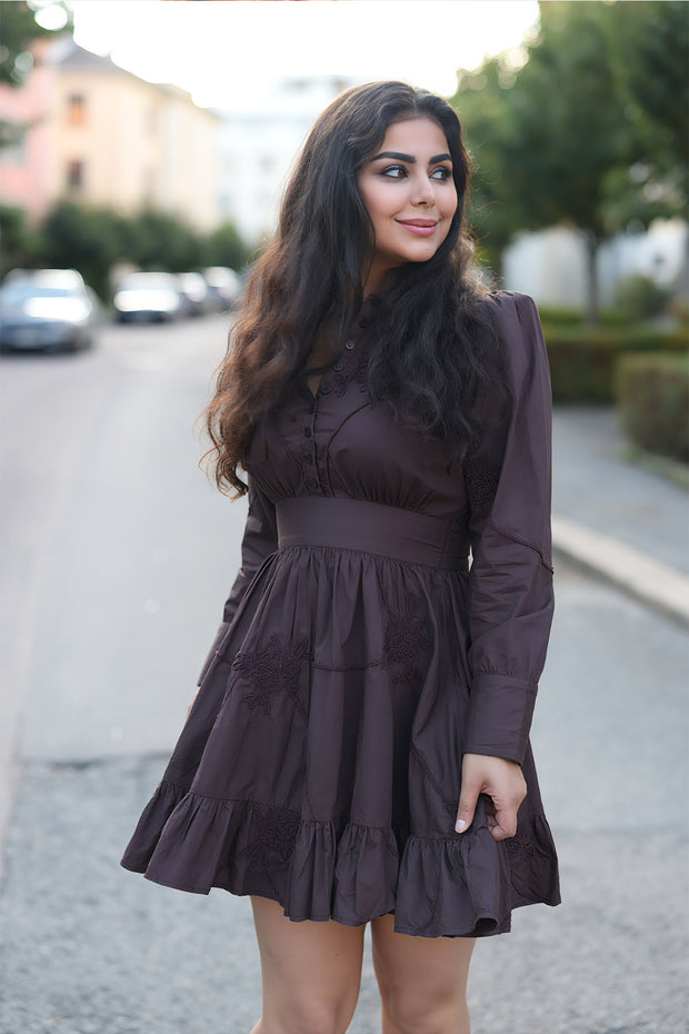 Embroidery Poplin Mini Dress