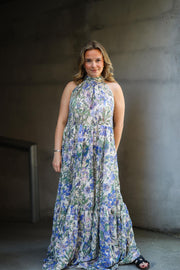 Georgette Halterneck Dress - Fleur