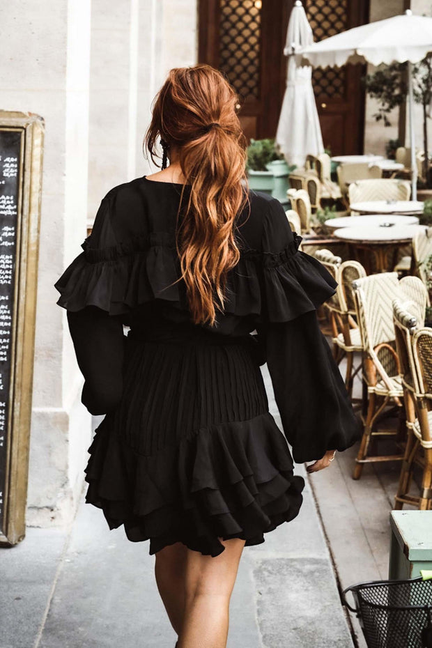 Party Frill Dress - Black