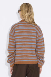 Olivia Wool Polo - Brown Stripe