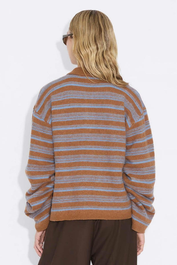 Olivia Wool Polo - Brown Stripe