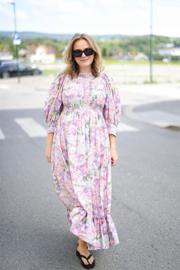 Bohemian Smocking Dress - Brushed Flowers