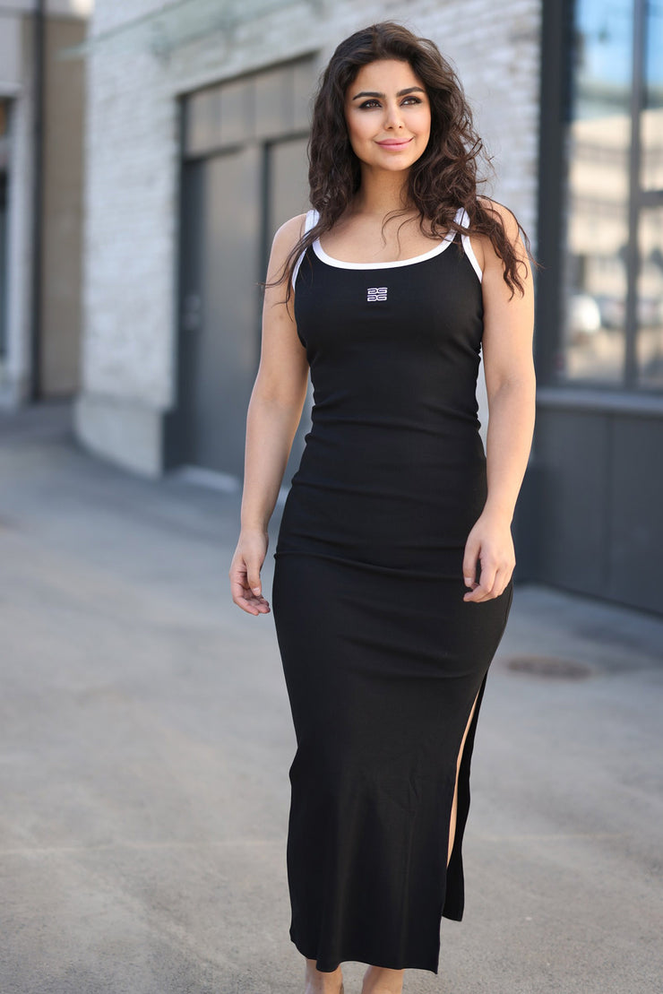 GZDrew Contrast Logo Dress - Black