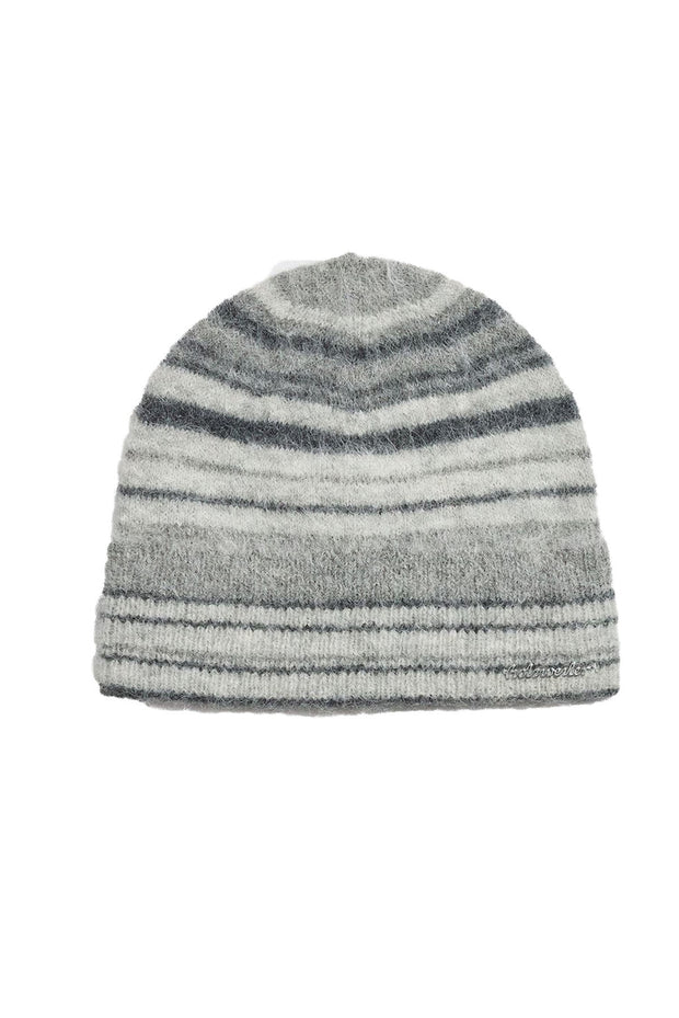 Fluffy Stripe Beanie - Grey Stripe