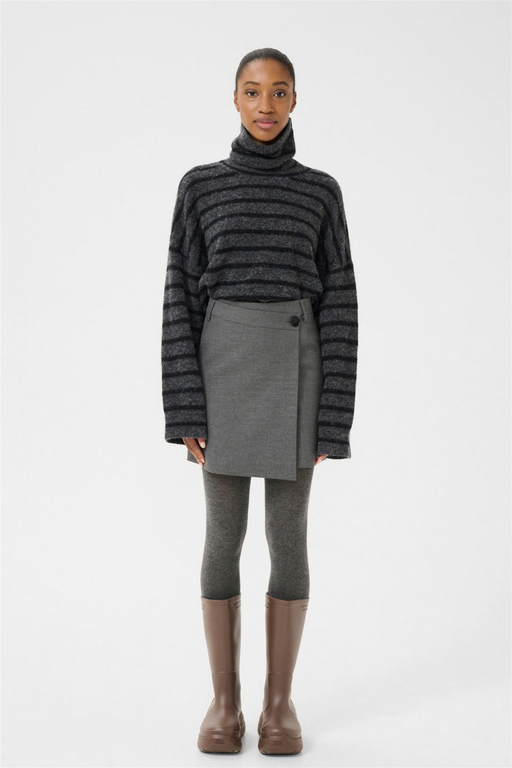 GZPaula Melange MW Wrap Skirt - Dark Grey Melange