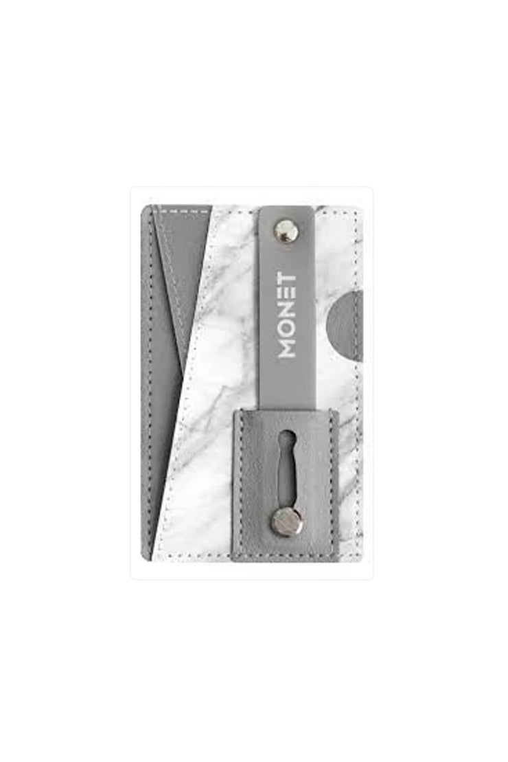 Phone Grip Wallet - Grey/White Marble