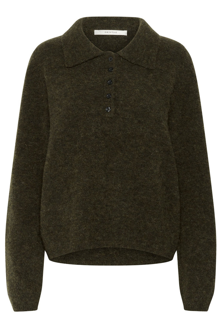 GZalpha Polo Pullover - Olive Melange