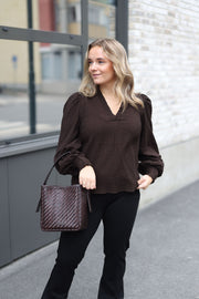 ShinaCC V-Blouse - Brown