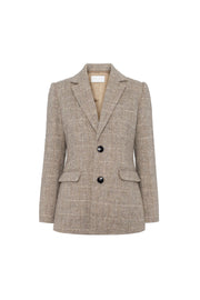 Brook Check Blazer - Taupe Herringbo