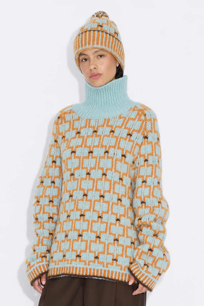 Norwegian Wool Turtleneck - Blue Mix