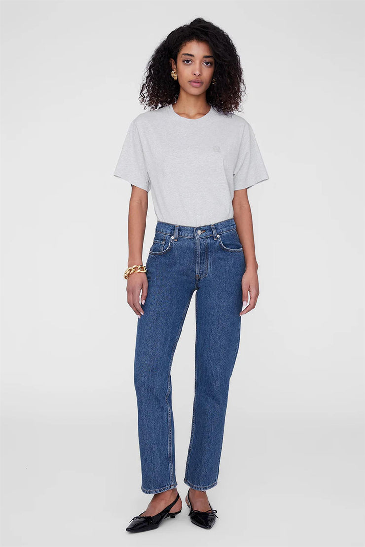 Lili Tee Framed Monogram - Heather Grey