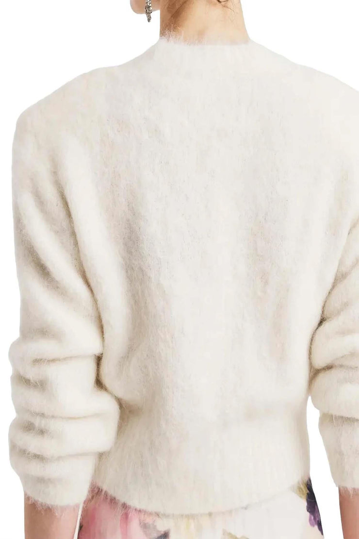 Hairy Knit Fitted Sweater - Off white