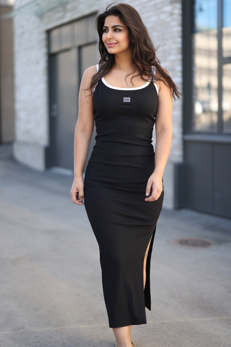 GZDrew Contrast Logo Dress - Black