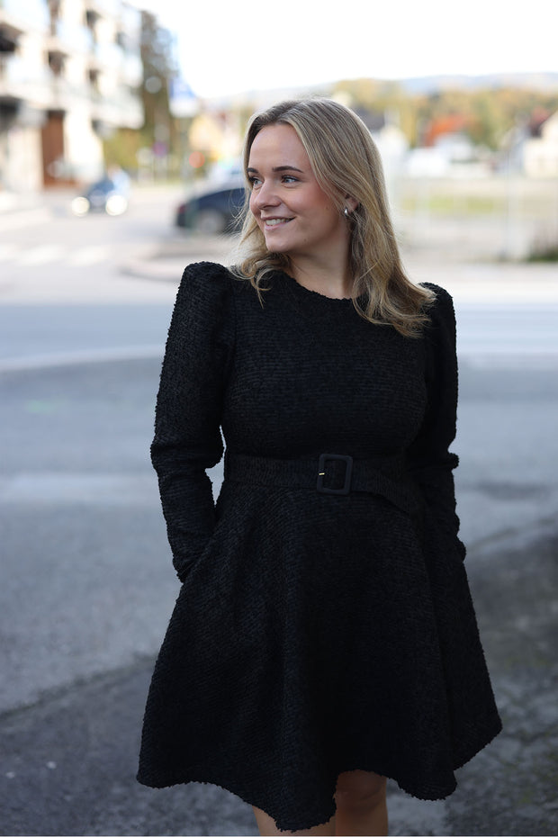 Boucle Belt Dress - Black