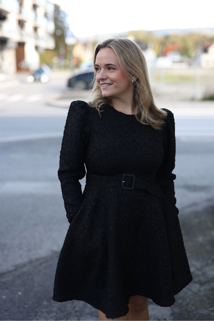 Boucle Belt Dress - Black