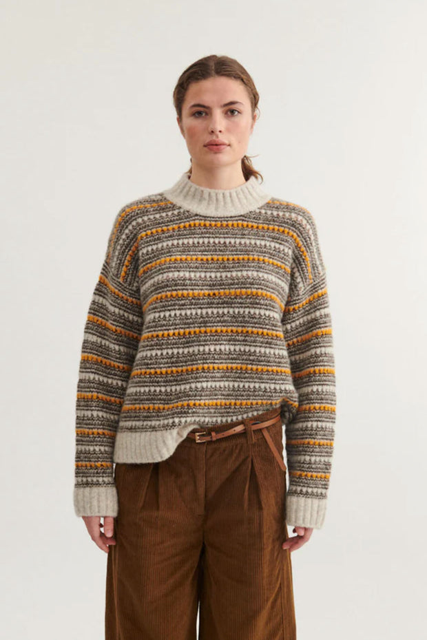 Sally High Neck -Light Grey Melange/Carafe