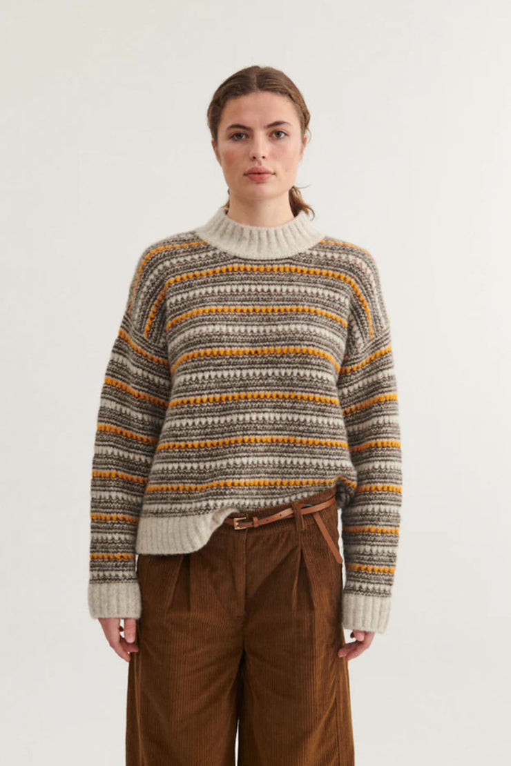 Sally High Neck -Light Grey Melange/Carafe
