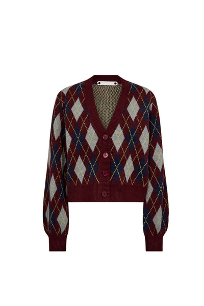 RowCC Check Cardigan - Winered