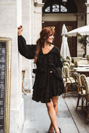 Party Frill Dress - Black