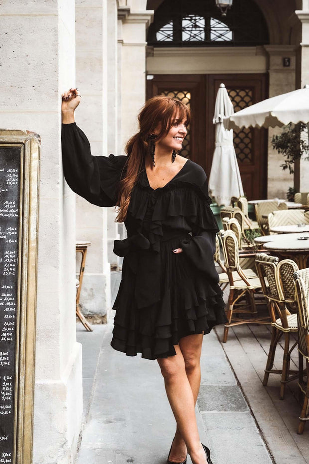 Party Frill Dress - Black