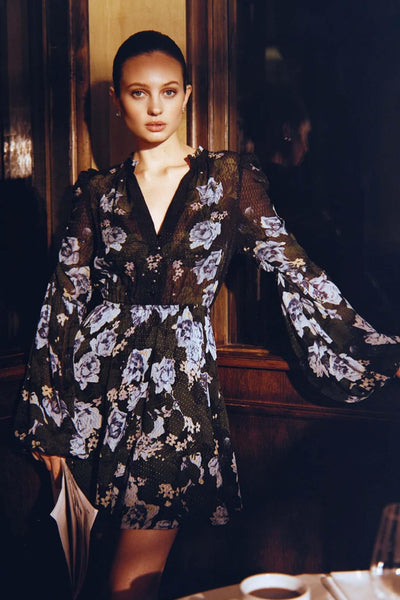 Georgette V-Neck Dress - Amadora