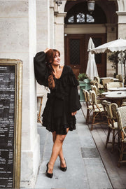 Party Frill Dress - Black