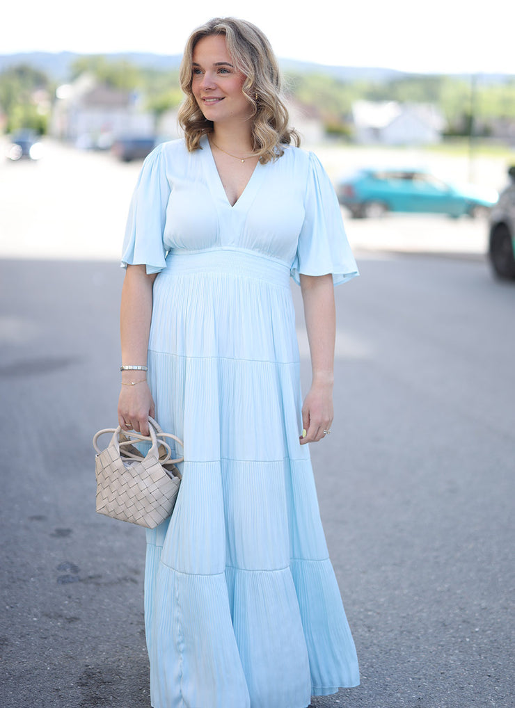 Angie Solid Dress Long - Light Blue