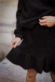 Knit Frill Skirt - Black