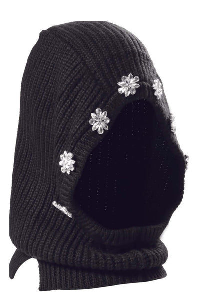 Embellished Knit Balaclava - Black
