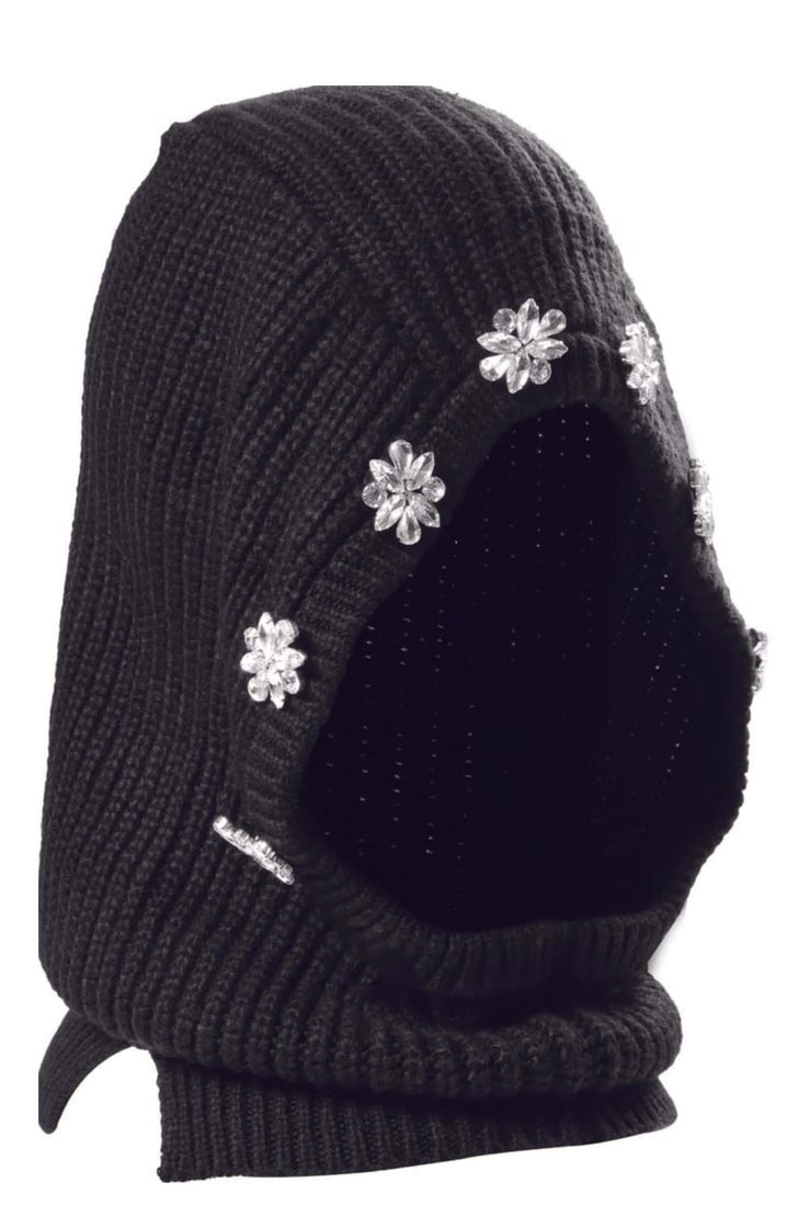 Embellished Knit Balaclava - Black