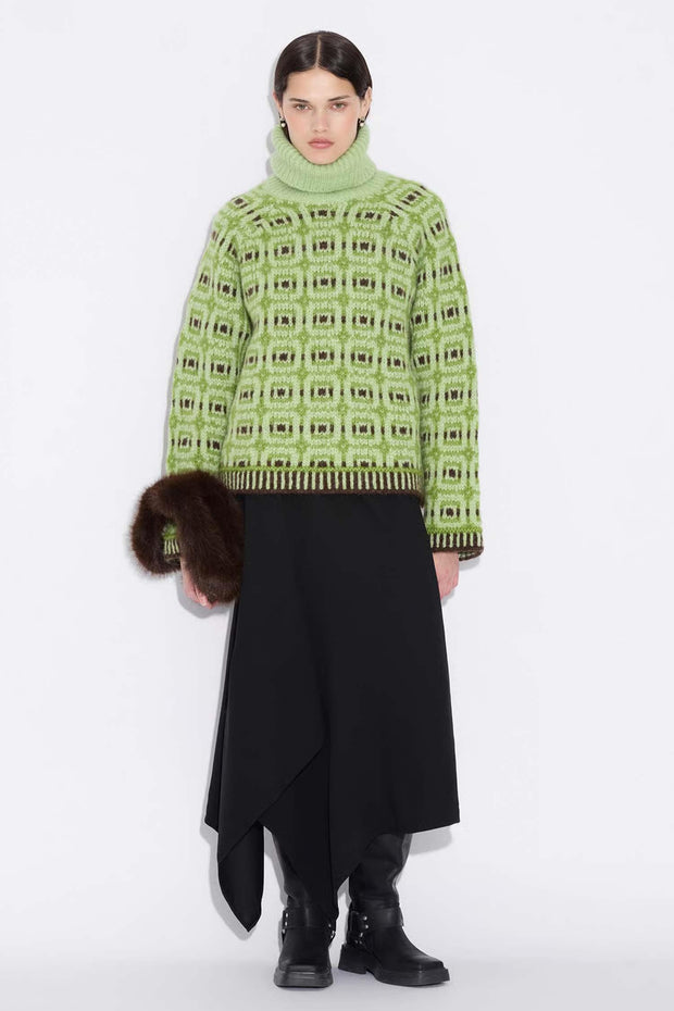 Norwegian Wool Turtleneck - Green Mix