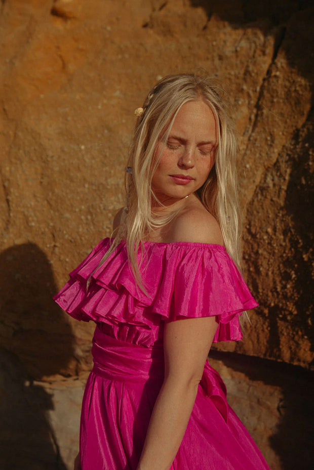 Wow Senorita Frill Dress - Hot Pink