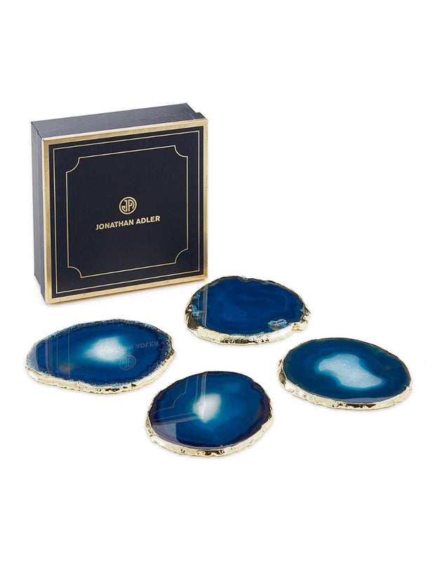 Boxed Agate Coasters - Blue/Gold