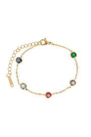 Michelle - Multi Colored Crystal Chain Bracelet